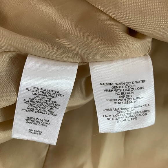 Jones New York Quilted Lightweight Puffer Jacket Tan Women’s 2X Pockets Snap - Picture 13 of 16